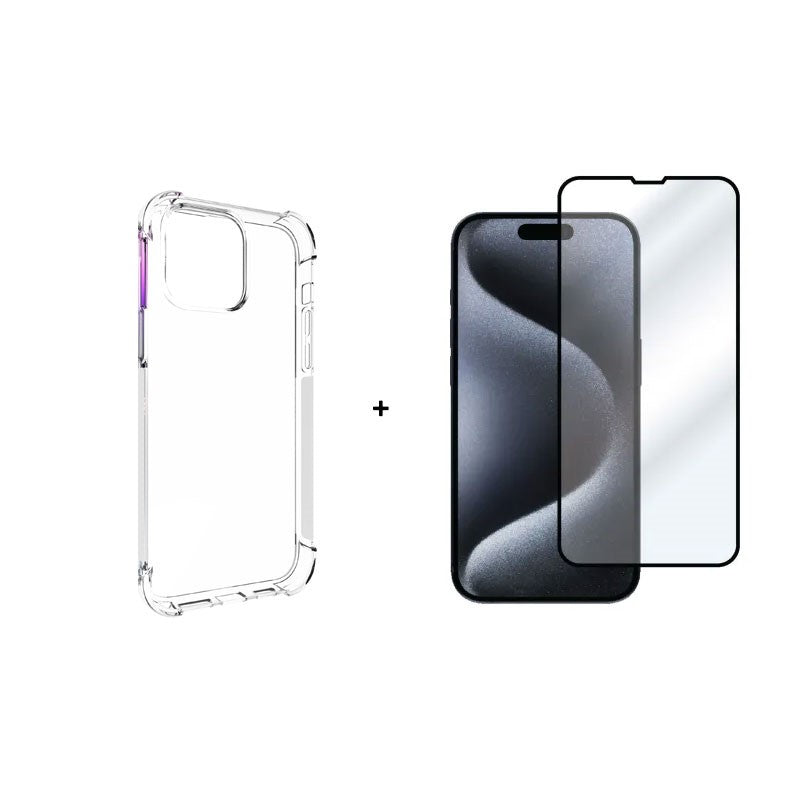 Gorrila Transparent Case + Tempered Glass Screen Protector For Apple iPhone 15 Pro / iPhone 15 Pro Max Gorrila Transparent Case + Tempered Glass Screen Protector For Apple iPhone 15 Pro / iPhone 15 Pro Max